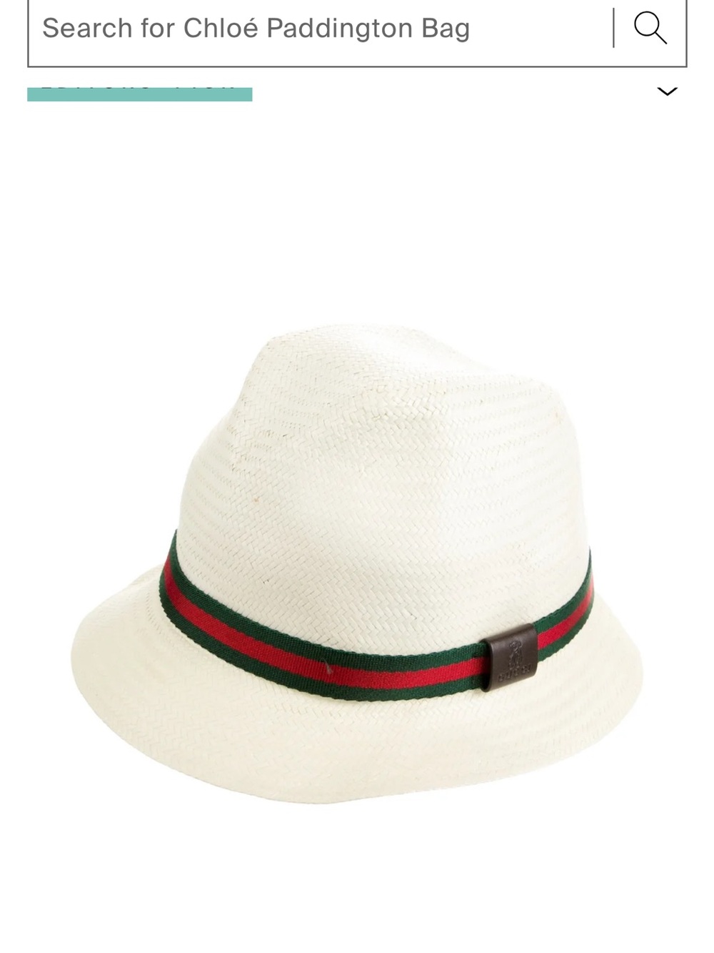 Gucci Baby White Straw Fedora with Green & Red Signature Band M
